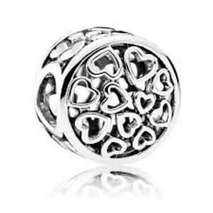 Pandora Button Open work Heart Charm- brand new